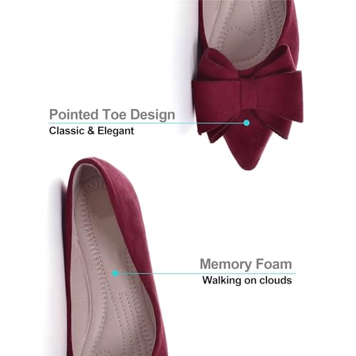 Hee grand Bow-Knot Ballet Flats Classic Pointed Toe Suede Dress Shoes Casual Comfort Slip-On Loafers Light Weight Walking Flats3