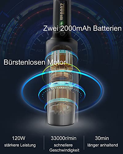 Jooayou Handstaubsauger Akku, 7000Pa Kabelloser Staubsauger 300g Leicht Autostaubsauger 4000mAh Li-Ionen Akkusauger… - Image 7