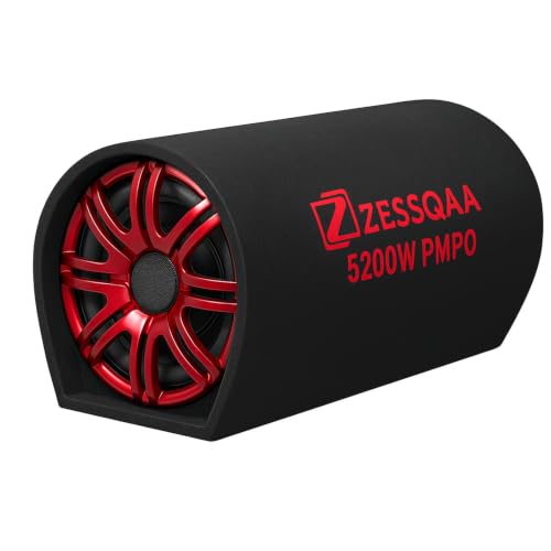 Image of 10 Inch D-Shaped Car Bass Tube | Built-in Amplifier | Dual Voice Coil | Plug & Play | Red