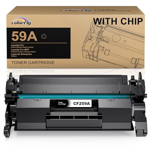 colorfly CF259A WITH CHIP Toner Cartridge Compatible with CF259A 59A CF259X 59X Toner Replacement for Laserjet Pro M404dn M404dw M304a MFP M428fdw M428dw M428fdn Enterprise M406dn (1 Black)