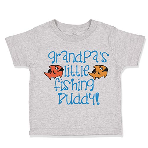 Toddler T-Shirt Grandpa Grandfather Grandpa's Little Fishing Buddy Grandpa Grandfather Dad Cotton Grandma Boy & Girl Clothes Family Humor Baby Funny Tee Oxford Gray Design Only 24 Months