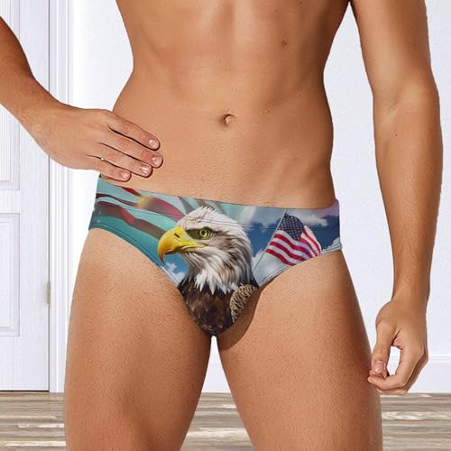 Diamond U.S.A Flag Eagle Mens Swim Briefs Quick Dry Swimming Trunks Training Swimsuit Low Rise Swimwear4