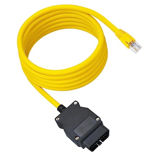 AZ-Homey ENET OBD2 Cable - Compatible for BMW OBD, ICOM E SYS ISTA, Bootmod3 Bimmercode - F Series - 6.6ft (2M) RJ45 Cable