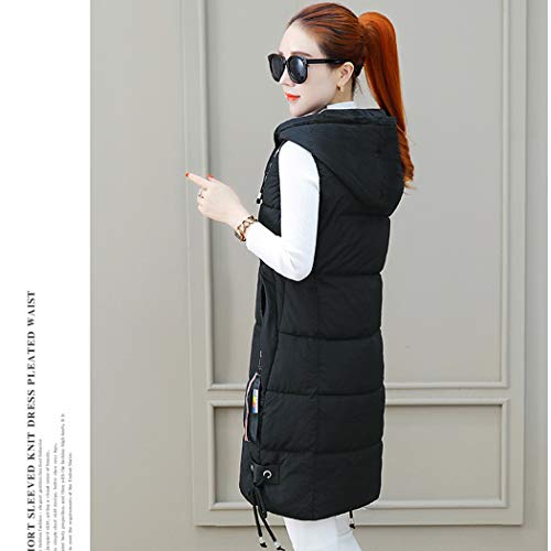 watersouprty Women's Padded Vest Thicken Sleeveless Quilted Hooded Winter Warm Long Vest Coat4