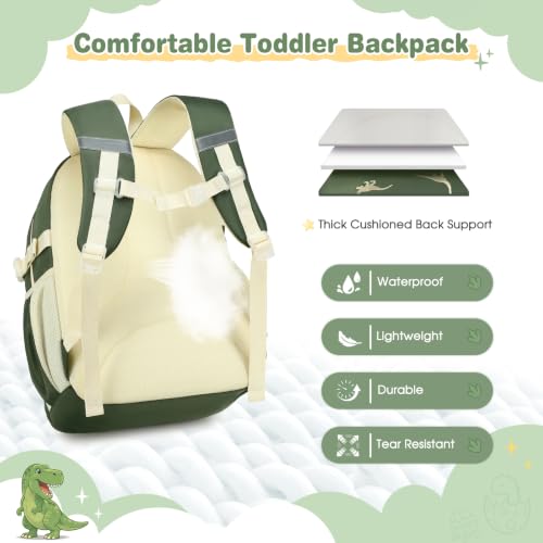 Image of DIGOBAY Backpack for Boys 6-8, 3PCS Embroidery Toddler Boys Backpack with Lunch Bag Pencil Case, 15.7 inch Kids School Bookbag for Preschool Kindergarten Elementary Daycare Backpacks, Green Dinosaur