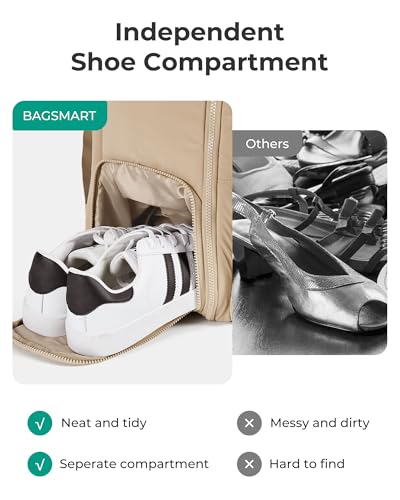 BAGSMART 35L Travel Backpack Women, 17.3 Inch Carry On Backpack Flight Approved, Personal Item Backpack Travel Bag, Water Resistant Casual Daypack, Desert4