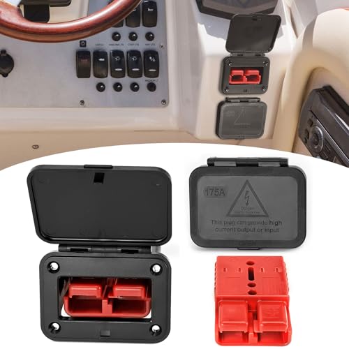Wsays 2pcs Flush Mount Dust Cover 175A Battery Quick Connect/Disconnect Electrical Connector Plug Kit for 1/0 Gauge Cable for Truck UTV ATV RV Boat Winch Lift Trailer Motor
