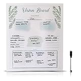 Dry Erase Vision Board - Framed Dream Vision Board Wall Planner with Beautiful Watercolor Content...