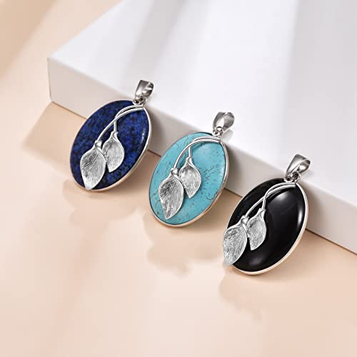 Vijashop Leaf Necklace Lapis Lazuli Necklace Natural Gem Stone Pendant Necklace Charm Vintage Fashion Necklace Gifts For Women Girls Birthday Graduation #TOP4