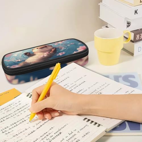 Image of Otter Pencil Case Pencil Pouch Cherry Blossom Pen Cases for Office School Multi-Purpose Pen Storage Bag with Slots for Girls, 8.8 inch x 4.1 inch x 1.7 inch