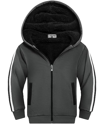 Image of SWISSWELL Unisex Boys Girls Fleece Hoodie Sherpa Lined Jacket Zip Up Hooded Sweatshirt Winter Outerwear for Kids