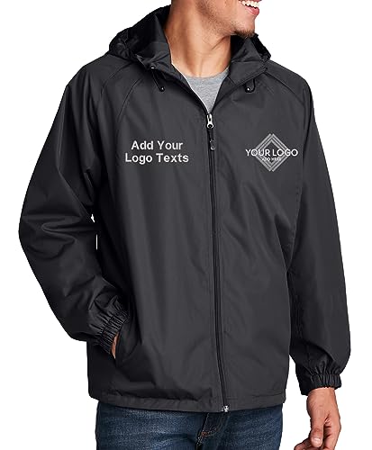 INK STITCH Men Jst73 Custom Personalized Add Logo Texts Team Sports Hooded Full Zip Up Jackets