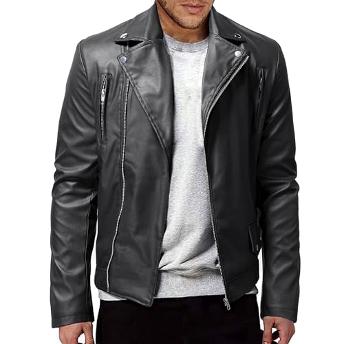 Chaqueta de cuero sintético masculina vintage miniatura 2