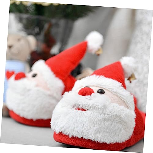 Santa Claus Slippers Plush Soft Warm Slippers Non- slip Slip- on Shoes Christmas Gift for Adults and Kids- Size 35-362