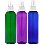 MoYo Natural Labs 8 oz Spray Bottle, Fine Mist Empty Travel Containers, BPA Free PET Plastic for Essential Oils and Liquids/Cosmetics Psychedelic Bottle (3 pack, Multi Color)