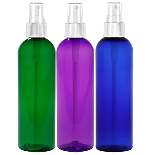 MoYo Natural Labs 8 oz Spray Bottle, Fine Mist Empty Travel Containers, BPA Free PET Plastic for Essential Oils and Liquids/Cosmetics Psychedelic Bottle (3 pack, Multi Color)