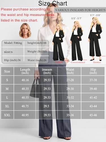 High Waisted Pinstripe Pants Women Wide Leg Business Casual Outfits - image 4