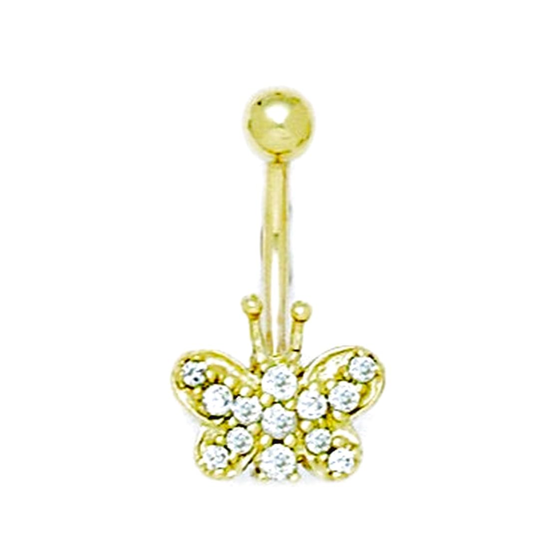 Bauchnabelring, 14 Karat (75) Gelbgold, Zirkonia, 14 Gauge, 23 x 13 mm, Metall, zirkonia