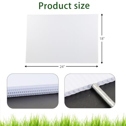 Image of 12 Pack Large Blank Yard Signs 18 x 24 inch with Metal Stakes, White Plastic Yard Lawn Sign for Birthday Decoration,Garage Sale,Guidepost, Open House, Rent