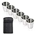 Wandefol Schnapsgläser Set, Edelstahl Schnaps-Becher 7 Stück Shot-Gläser, 6 Unzerbrechliche Schnaps-Becher, Schnaps-Gläser aus Metall, Metall-Becher mit Leder-Tasche, Ideales Flachmann