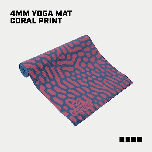 Capelli Sport Yoga Mat Non Slip, All Purpose Fitness And Workout Mat With Stained Glass Design, Blue/Red, 4 Mm #TOP1