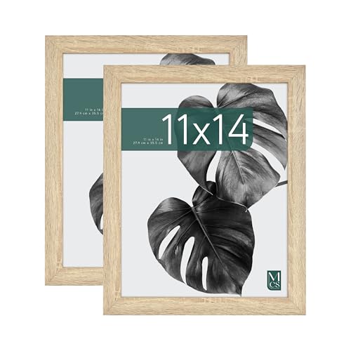 MCS Studio Gallery 11x14 Picture Frame Natural Woodgrain, Rectangle Photo Frame for Photos, Posters & Art Prints (2-Pack)