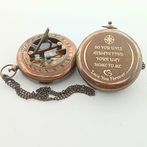 Brújula reloj de sol personalizada de latón 3 pulgadas miniatura 5