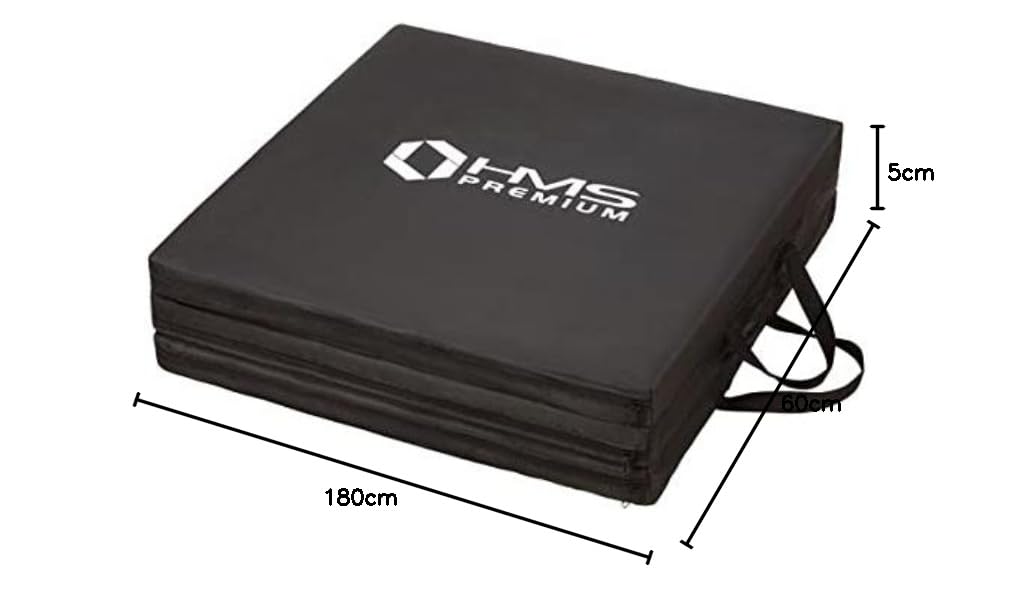 Materassino da ginnastica pieghevole da 180 x 60 x 5 cm, nero