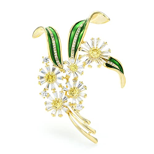 Broche fleur émail chic pour dame à porter lors d'une fête ou d'un grand événement