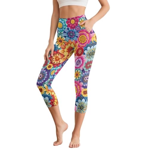 Legging de sport pour femme avec poches pantalon de yoga 3/4 extensible