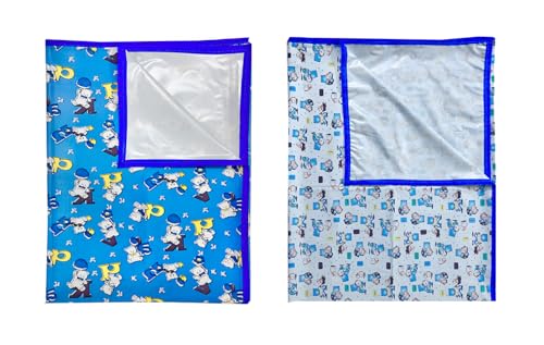 Image of EcoSoft Plastic Sheet,PVC Sheet for Kids,Rubber Sheet for Babies,Bed Wetting Protector(90 x 135 cm) (Blue Alphabet & Blue BABYBEAR)