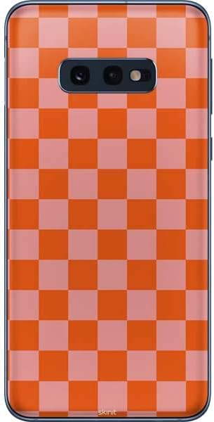 Skinit Decal Phone Skin Compatible with Samsung Galaxy S10e - Officially Licensed Skinit Originally Designed Orange Checkered Design