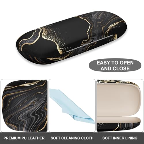 Image of Eyeglasses Case, Portable Hard Shell Protective Case for Glasses, Eyeglass Holder Box for Women with Cleaning Cloth