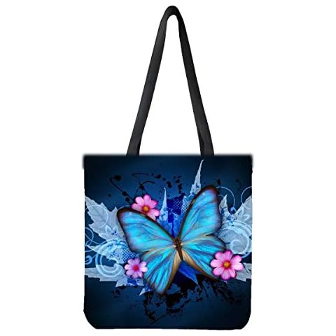 chaqlin Blue Butterfly Canvas Tote Bag Cover