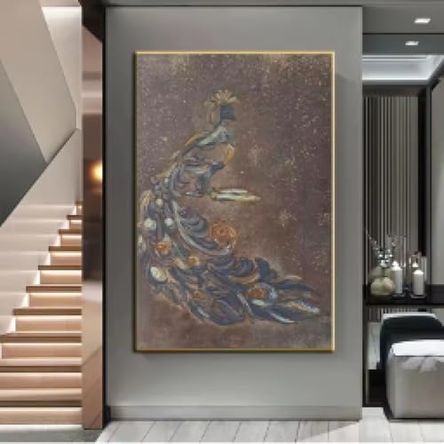 Peinture sur toile de paon doré rétro 30x45cm affiche animal moderne sans cadre