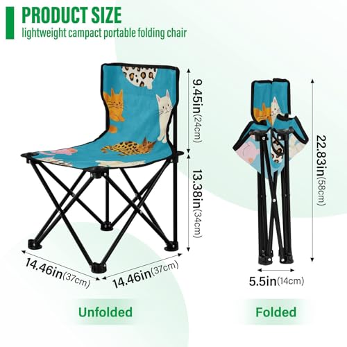Silla de campamento plegable ultraligera Amooorous Azul con diseño de leopardo miniatura 3