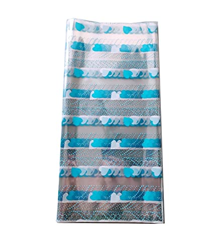 Image of 3A Featuretail 20 Inch x 26 Inch Multipurpose BOPP Transparent Cellophane Sheets For Flowers Bouquet, Gift Wrapping, Dry Fruits Baskets Hampers (50 Sheets, Blue Heart Design Print)