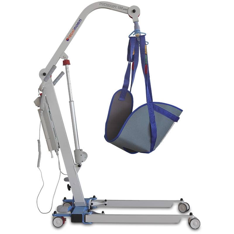 Ventadecolchones – Grúa Eléctrica para el traslado de pacientes, personas mayores, elevación cuerpo completo. Marca Española. Soporta hasta 135 Kilogramos. Arnés Incluido.