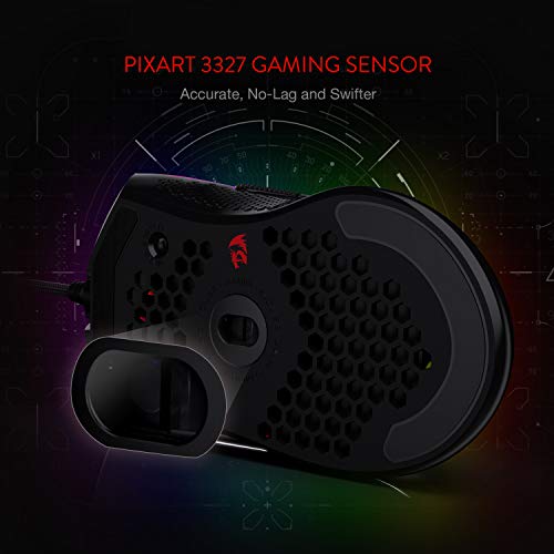 M808 Storm - Mouse da gioco RGB leggero, guscio a nido d'ape ultraleggero da 85 g - sensore ottico da 12.400 DPI - 7 pulsanti programmabili - registrazione precisa - cavo Super-Lite - Tastiera gaming - Immagine 4