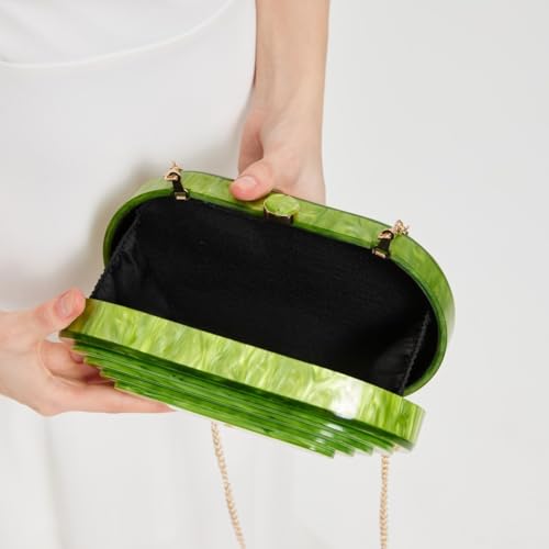 Image of Acrylic Evening Clutch Bag for Women Shell Shape Shoulder Crossbody Bag Glitter Marble Purse Handbag