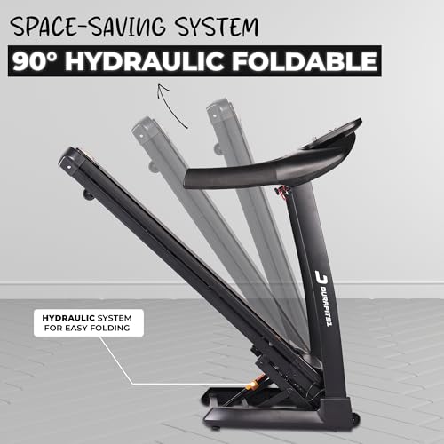 Image of Durafit91 Vigor Pro 6 HP Peak BLDC Motorized Hydraulic Foldable Treadmill | 25 Level Auto Incline |18 Km /Hr Max Speed | Max User Weight 150 Kg | Bluetooth Speaker | Wynd app | Home use