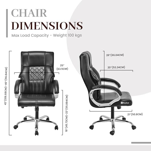 Image of GOYALSON Doctor Ortho Lumbar Support Spine Care High Back Office Executive Boss Black Revolving Chair | Made in India (Black X)