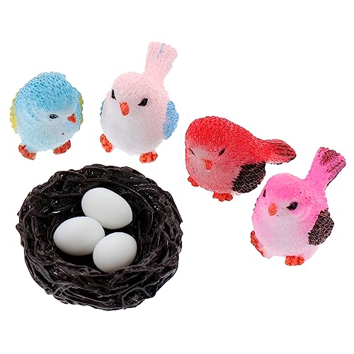 Figurines d'oiseaux en résine avec nid œufs idée cadeau décoration intérieure