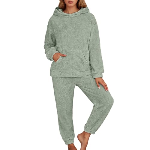 Pyjama femme polaire contre le froid ensemble chaud deux pièces