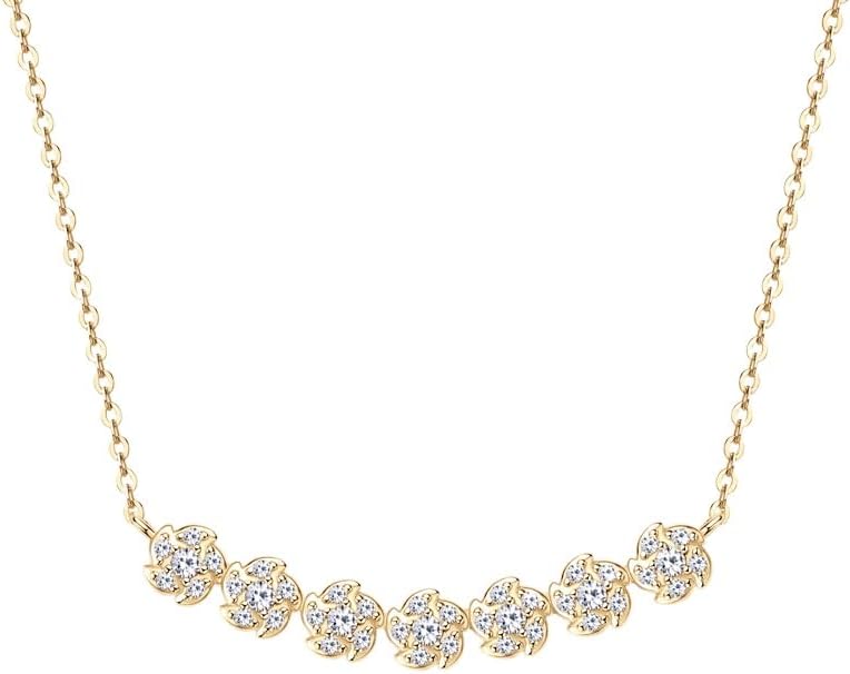 14K Gold over S925 Sterling Silver Women's Floral 0.5ct Diamond Pendant Necklace, VVS1 D-Color, Elegant Choice for Mother's Day