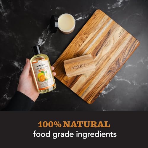 CLARK'S Chopping Board Oil - Food Grade Mineral Oil for Chopping Boards, and Butcher Blocks - Cutting Board Oil with Orange and Lemon Extracts - Mineral Oil Restores and Protects All Wood - 12oz