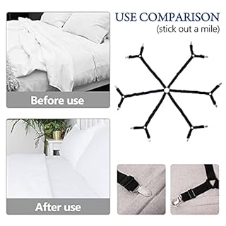 TGOOD Gift for Mum!Sheet Fasteners keepers-Adjustable Elastic Bed Sheet Holder Straps for Full,Queen,King Twin Bed,6 Way Cross Sheet Clips Suspenders Band,Fitted Round and Square Mattresses.(black)