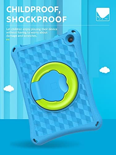 MoKo Case Fits All-New Kindle Fire HD 10 & 10 Plus tablet (11th generation, 2021 release) 10.1", Lightweight EVA Kids Friendly ShockProof 360 Rotating Grip Handle Folding Stand Cover for Kids, Blue
