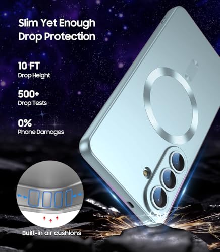 Image of DIZORO Compatible with Samsung S26 Plus 5g Case, Compatible with MagSafe, Matte Luxury Metallic Luster Flexible TPU Wireless Charging Shockproof Back Cover with Camera Protector Lens (Sierra)