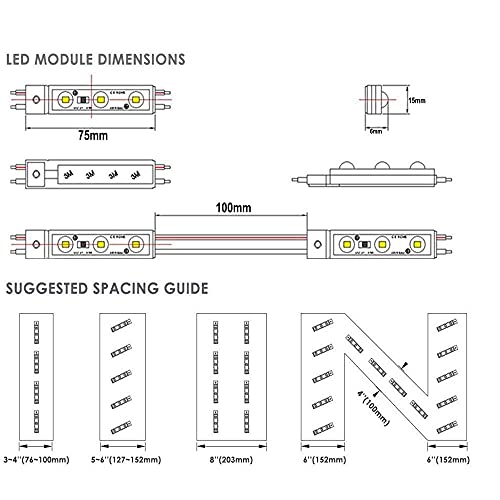 Image of LED Module LED Windows Lights 6000K 200pcs 100Ft 5730 SMD 150LM Per LED Module IP65 Waterproof for Letter Sign Advertising Signs with Tape Adhesive Backside (White Light,NO Power Supply)
